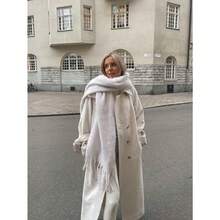 1pc Women's Autumn/Winter New Plush Tassel Scarf, Warm And Comfortable Large Shawl, Windproof And Warm For Outdoor, Simple And Versatile For Daily Wear Women Winter Scarves - 02-白色 - 查看 3