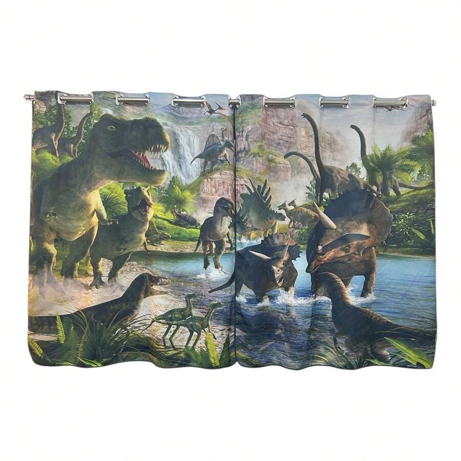 Children's Curtain 2.70 X 1.50 Microfiber 200 Thread Count Sublimated Bedroom Decoration - 恐龍 - 查看 1