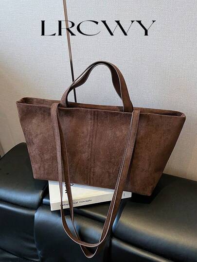 Women's Tote Bag, Fashion Minimalist Matte PU Shoulder Bag, Versatile Large Capacity, Coffee Color