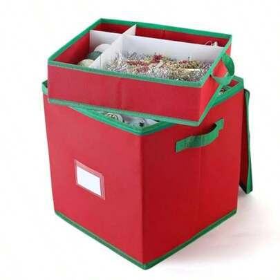 LMSNE Christmas Ornament Storage Box High Capacity Decoration Organizer Holds Up To 64 Ornaments Decoration Balls Holiday Storage Case With Lid Large Foldable Storage Case