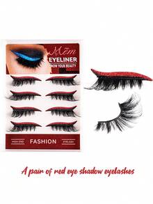 4 pares de delineador de ojos con purpurina autoadhesivo y set de pestañas postizas - resistente al agua, sin necesidad de pegamento, adecuado para maquillaje de fiesta y escenario. Adecuado para viajes, uso diario para principiantes, bodas, citas, fiestas, festivales. Muy adecuado para regalos de Navidad/Halloween. Paquetes de pestañas. - Multicolor - Ver 8