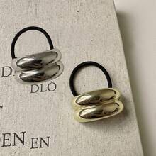 1pc/2pcs Elegant Minimalist Solid Color Metal Double Arc Hair Scrunchies, Graceful Bun Ponytail Holder Hair Accessories, Chic Hair Ties For Women ,Hair Rope ,Hair Elastics ,Hair Rubber Bands - Multicolor - View 9