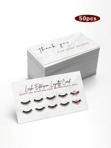 50张推荐奖励卡，双面积分卡，适用于美睫工作室等商业场所。 - 彩色 - 查看 5