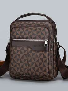 Borsa a tracolla casual impermeabile da uomo di colore unito, borsa a mano di stile verticale alla moda per il lavoro, borsa a tracolla compatta