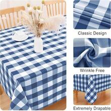Checkered Tablecloth Rectangle Waterproof And Wrinkle Resistant Washable Fabric Table Cover Checkered Table Cloth For Dining Table Picnic And Party 152 X 213cm Royal Blue And White - RoyalBlueandWhite - View 5