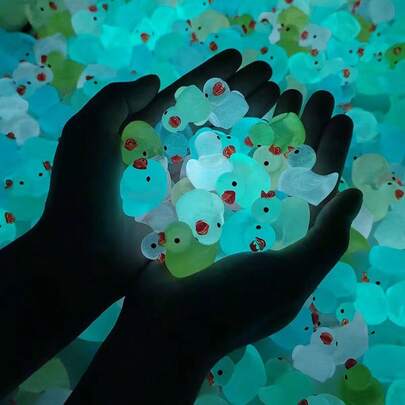 333/168/88/66/33/11/1 pieza Pato de goma mini que brilla en la oscuridad, pato mini de resina realista, adecuado para recuerdos de fiesta, relleno, suministros de fiesta, regalos festivos (color aleatorio)