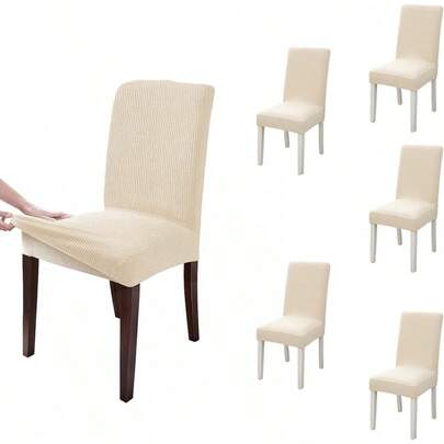 Fundas para Sillas de Comedor, 6 Piezas Forros para Sillas de Comedor, Cubre Sillas, Funda elástica para Silla, Fácil de Desmontar y Lavar, Adecuado para el hogar, restaurantes (Curry)