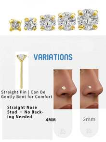 20 件四爪套裝鼻釘,長度 3 毫米和 4 毫米,直銷和可彎曲銷,男女通用