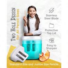 100 Pack Bulk Pencil Sharpeners - Double Hole Sharpener for Classroom Supplies Manual Pencil Sharpener for Colored Pencil Sharpener for School Supplies. Handheld Pencil and Crayon Sharpener - Multicolor - Ver 5