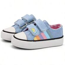 ANTLULU Boys and Girls Canvas Shoes Dual Adjustable Hook and Loop Classic Low Top Sneakers - Azul - Ver 1