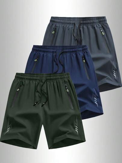 Bộ 3 quần short chạy bộ nam nhẹ, nhanh khô, chất liệu thoáng khí chống thấm nước, chiều dài ống quần 5 inch, thiết kế thời trang cho các hoạt động thể thao ngoài trời mùa hè.