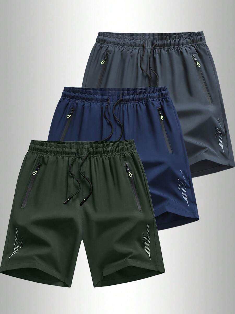 男士轻便速干跑步短裤三件套，透气防水面料，5英寸内缝，时尚设计，适合夏季户外运动