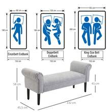 HOMCOM Upholstered Bench, Elegant Seating Bench For Living Room And Hallway, Bed Bench With Rolled Sides, Linen Fabric, Light Gray. - 1 - View 3