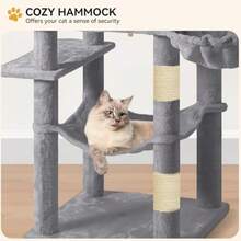 YITAHOME Tall Cat Tree Tower With Self-Grooming Brush, 60in Cute Cat Climbing Tower For Indoor Cats With Cat Condo, Top Perch, Basktet, Sisal Scratching Posts And Board, Dangling,Ball(Light Gray 64.5 In Height) - 彩色 - 查看 5