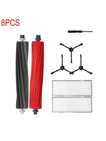 Roborock S8 Pro Ultra S8+ Robot Stofzuiger Spare Parts Main Brushes Side HEPA Filters Accessories Kit Includes Brush Hepa Filter Cleaning Tools Accessory (8 Pack)