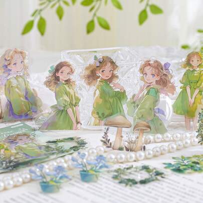 40ชิ้น/แพ็ค ชุดสติกเกอร์ Dreamy Girl, สติกเกอร์สุนทรียะสร้างสรรค์, วัสดุงานฝีมือตกแต่ง DIY, ของขวัญวันหยุด, อุปกรณ์ทำสมุดภาพส่วนตัว