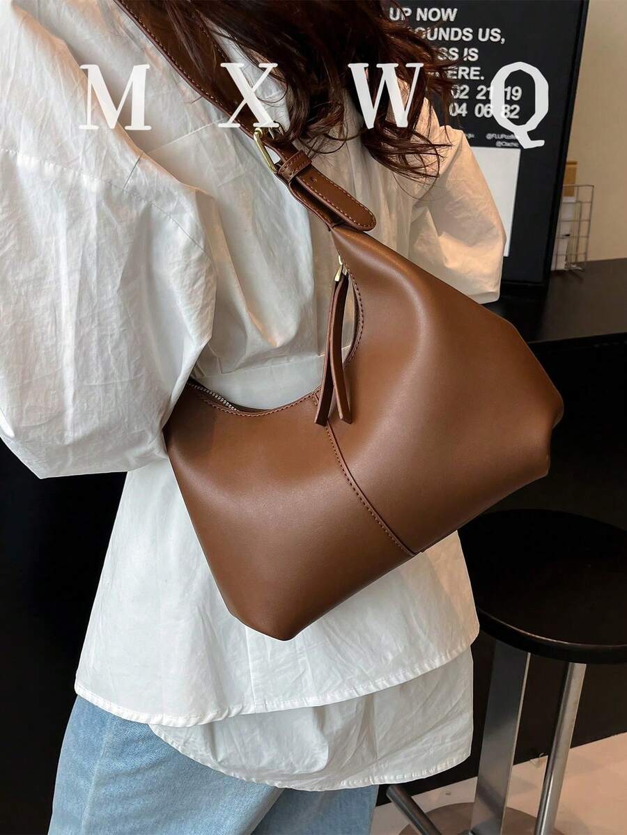 1pc Niche Design Soft PU Solid Color Fashion Minimalist Versatile Mini Shoulder Bag Underarm Bag Handbag For Women