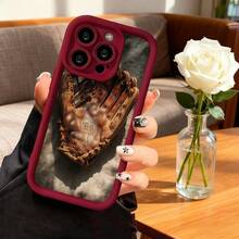 Cubierta de teléfono con diseño de guante de béisbol marrón para iPhone 14 Pro Max resistente al agua y a golpes ideal para deportistas y amantes del béisbol - Burdeos - Ver 7