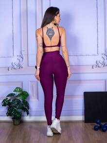 Legging de Academia Feminina Calça Leg de Trabalho ou para Esporte - Roxo - Visão 6