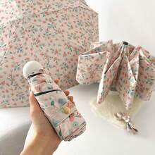 轻便折叠手动伞，时尚简约黑色涂层，防紫外线，适合户外旅行 - 小兰花粉色花朵，春夏精选，伴娘礼物，房间装饰，卧室装饰，海滩，旅行，男女皆宜，度假，可爱小物，母亲节礼物，卧室装饰，花园，厨房装饰，夏季，海滩，旅行必备，房间装饰，软萌可爱，毕业季礼物 - 彩色 - 查看 16