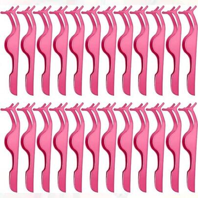 24 pinzas de acero inoxidable para extensin de pestaas postizas, pinzas, pinzas, pinzas, pinzas, pinzas auxiliares para aplicar maquillaje y quitar las pestaas negro