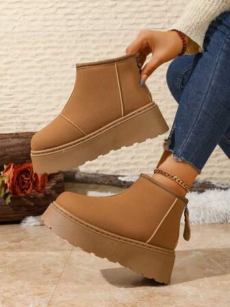 Fall/Winter Women's Lightweight, Breathable And Non-Slip Snow Boots, Suitable For Commuting And Casual Occasions,Fur Boots