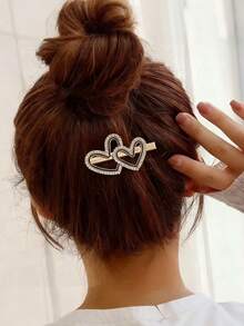 4个复古蝴蝶水钻花朵发夹，混色，时尚发饰，适合女孩，秋冬季 - 黑與白 - 查看 2