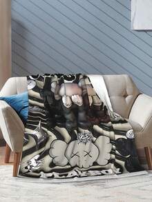 Kawss Kawaii Kaw Blanket  Cartoon Printed Flannel Blanket - Ultra Soft Anime Themed Gift For Birthday & Christmas Celebrations Boy And Girl - Black - View 6