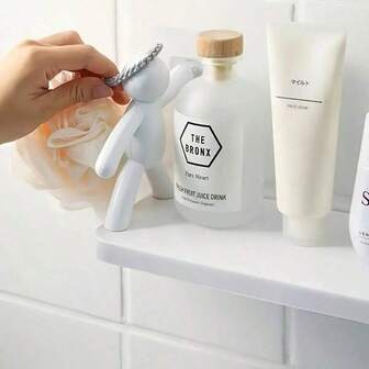 1 pieza, Estantería de almacenamiento de hombrecito creativa, Organizador de pared 3D, Instalación sin rastros ni daños, Gancho autoadhesivo resistente, Para cocina, baño, dormitorio, estudio, oficina, dormitorio, para guardar cepillos de dientes, utensilios, papelería, llaves, ideal para inquilinos, estudiantes, amas de casa, amantes del estilo nórdico.