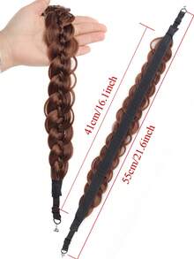 Hook And Loop Braids Headband With Magnetic Absorption Brown Black Twists Braid Natural Fake Hair Hoop New Hair Accessories Size Braids Headband Headwear Hairpiece For Women Daily Wear 1pc - Multicolor - View 6