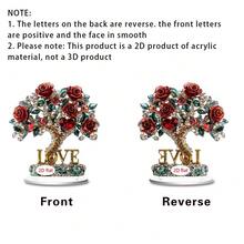 1pc Romantic Coffee Mug House Desktop Ornament, Multifunctional 2D Acrylic, Apple And Rose Design, Valentine's Day/Anniversary Gift - Multicolor - View 12