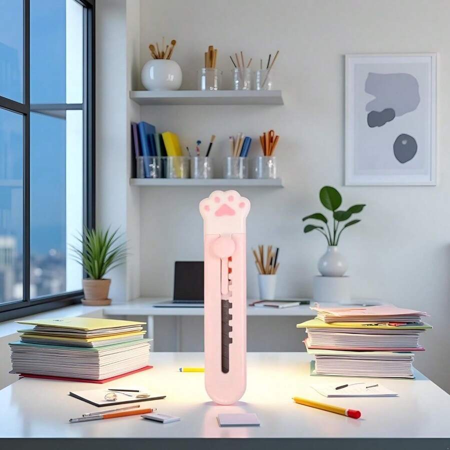 1pcs Cute Cartoon Bear Utility Knife - Box Cutter With Locking Blade, Small Cutter For Students, Office, Craft & Unboxing Durable Plastic Cartoon Utility Knife - School Supplies For Handcraft & Paper Cutting Retractable Blade Cartoon Paper Cutter - Cute Office & Home Package Opener Cute Cartoon Utility Knife - Portable Package Opener For Home & Journaling - 隨機 - 查看 1