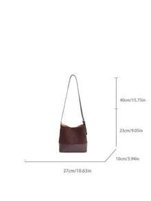 Mini Summer Fashion Texture Solid Color PU Bucket Bag Retro Versatile Women's Shoulder Bag - Coffee - View 3