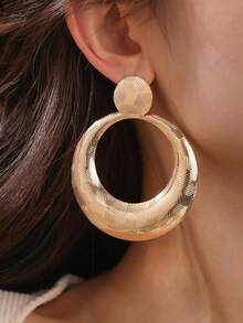 2Pcs Fashionable Minimalist Geometric Hoop Earrings