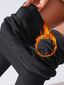 1 件女式 200g/300g 杏色内衬打底裤，冬季时尚简约连裤袜天鹅绒加厚保暖羊毛紧身裤（适合 5-15°C） - 彩色 - 查看 13