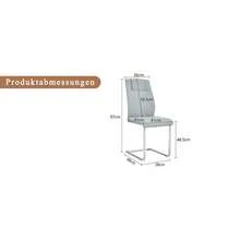 Black PU Dining Chair In Nordic Style (Four Chairs Inside A Box) - With Mesh Stitching Design, Shiny Silver Metal Legs And Non-Slip Feet, Simple Versatility. - Light Gray + Silver + Metal + PU Leather + Set Of 4 - View 3