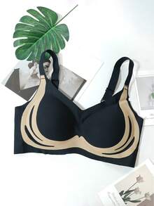 4-Pack Black, Pink, White,Green No-Wire, Seamless, Contrasting Women's Underwear, Push-Up, Side-Pull Bras, Breathable And Comfortable Sports Bra Pads With Built-In Bras, Elegant And Soft For Everyday Home Wear - Multicolor - View 8