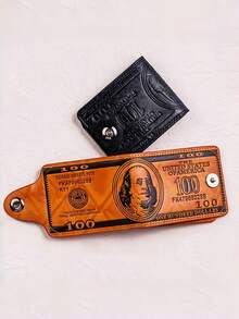 男士美元钱包卡包，可折叠，个性化美元印花，PU皮革材质，多槽零钱包，迷你钱包，男士钱包，真皮小钱包，现金钱包，旅行必备证件夹，身份证夹 - 彩色 - 查看 3