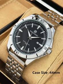 Pablo Raez 1pc Stainless Steel Men's Watch Black Luxury Man Wristwatches Business Male Luminous Date Calendar Display Original Charming Wristwatches Glow In The Dark Hours Top Brand New AAA Fashion Fashion Watch 50M - 銀色 - 查看 3