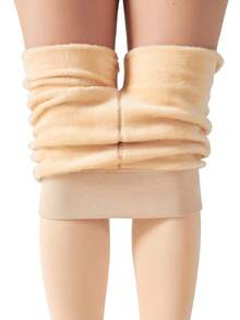 女士保暖加厚打底裤，弹性加厚羊毛内衬保暖裤，柔软弹力冬季打底裤 - 彩色 - 查看 3