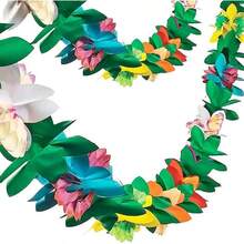 TFKI 2 Pack Tropical Garland Party Decorations 20ft Multicolored Tissue Paper Hibiscus Flower Summer Banner For Birthday Beach Theme Luau Moana Hawaiian Party Supplies Jungle Decor - 紙巾花朵橫幅2件 - 查看 1