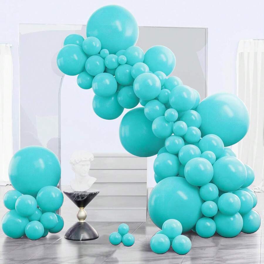 147 Pieces (1 Set) Of Ice Mist Blue Party Decoration Balloons Of Different Sizes, Balloon Garland Arch Set, Unique Exploding Star Shaped Balloons, DIY Balloon Tree, Balloon Arch, Birthday, Wedding, Valentine's Day, Party Decoration, Christmas And New Year Decoration, Wedding Balloon Bouquet, Balloon Set - Multicolor - View 1