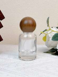 1个高档圆形木纹30毫升/50毫升可灌装防漏可重复使用便携旅行香水瓶