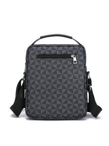 Borsa a tracolla casual impermeabile da uomo, di colore unito, stile verticale alla moda per l'ufficio, borsa a tracolla compatta