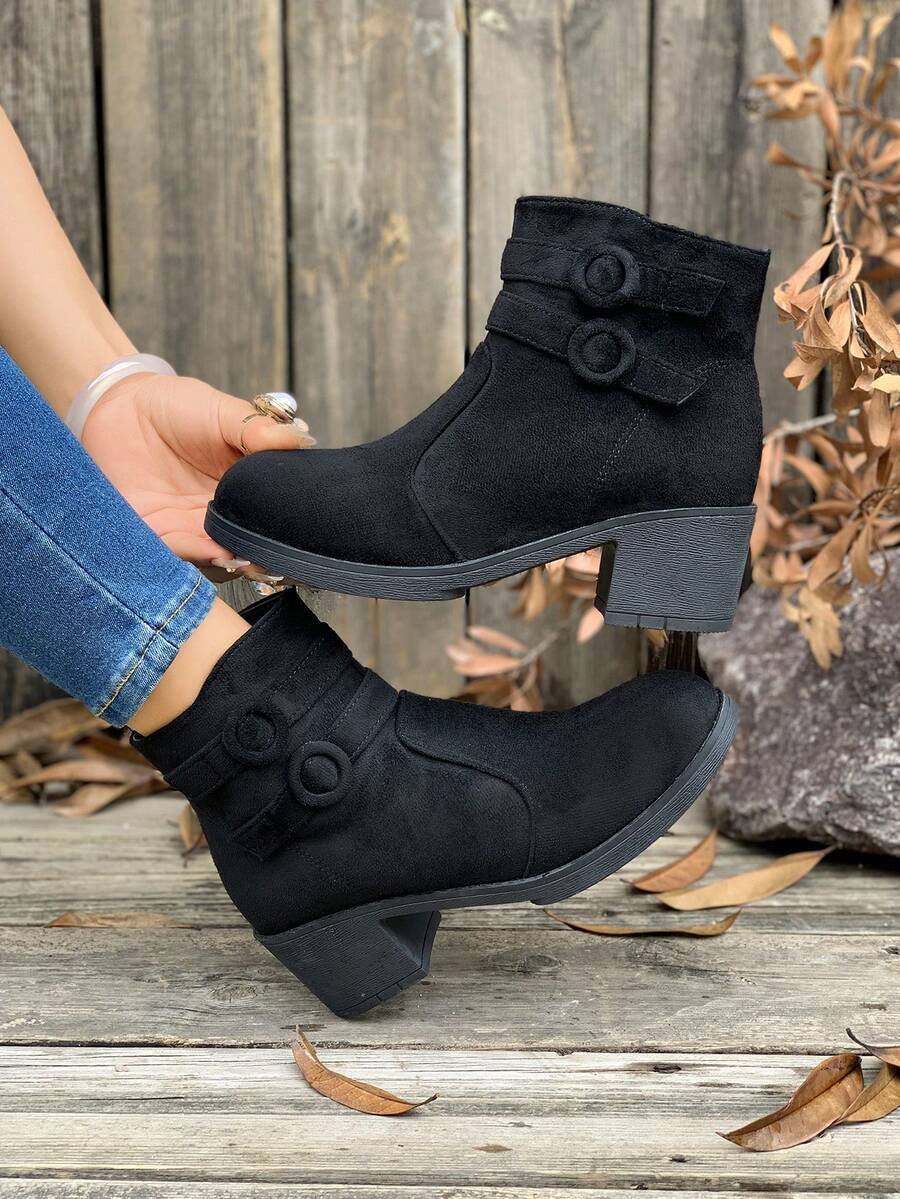 Giày bốt cổ ngắn đế dày phong cách Anh Quốc thời trang thu đông 2025, kiểu dáng cổ điển, thời trang dành cho các bé gái tuổi teen - màu đen - Xem 1