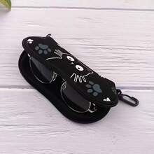 1pc Black Cat Pattern Eyeglass Case, Soft & Durable Neoprene Glasses Pouch, Scratch-Resistant Protective Sleeve, Compact & Portable, Storage & Protection, Suitable For Travel, Daily Use, Outdoor Activities, Unisex Fashion Accessory - Multicolor - View 2