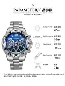 2PCS Men's Silver Stainless Steel Band Fashion Round Dial Business Style Quartz Watch + Wallet, Daily Decoration Matching Or Holiday Gift - Black - View 2