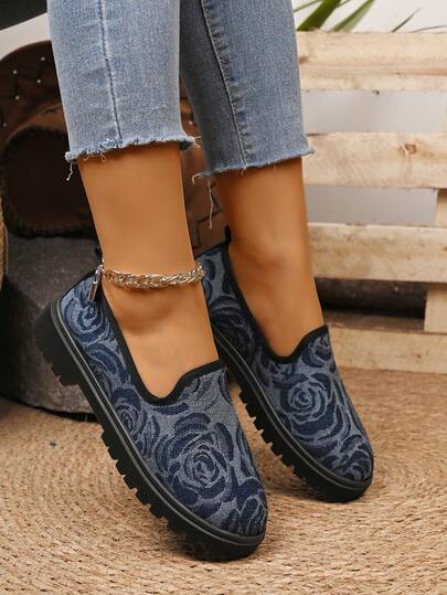 Plus Size Women's Thick Sole Round Toe Faux Suede Oxford Loafers, Slip-On Flat Casual Dress Shoes, Fashion Versatile, European & American Style