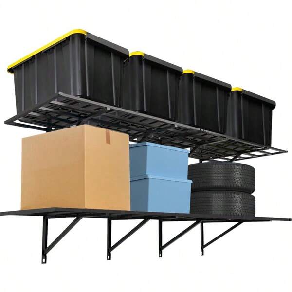 2Pack 60x190CM Wall Shelf Garage Organization System Heavy Duty Garage Storage Shelving 24inchby75inch Garage Storage Rack Floating Shelves Black