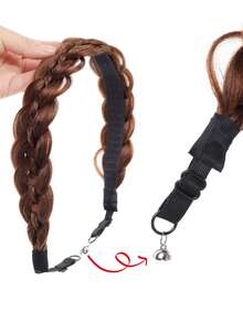 Hook And Loop Braids Headband With Magnetic Absorption Brown Black Twists Braid Natural Fake Hair Hoop New Hair Accessories Size Braids Headband Headwear Hairpiece For Women Daily Wear 1pc - Multicolor - View 5